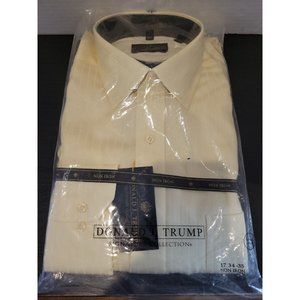 Men's Donald J. Trump Signature Collection Yellow Striped Dress Shirt Size 17